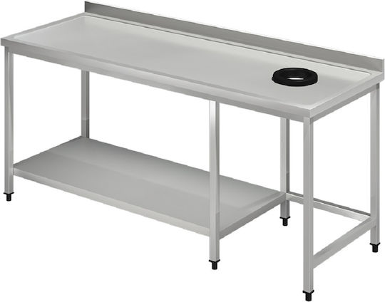 Inox Dobros Steel Workbench with Hole for Bucket L140xD70xH86cm