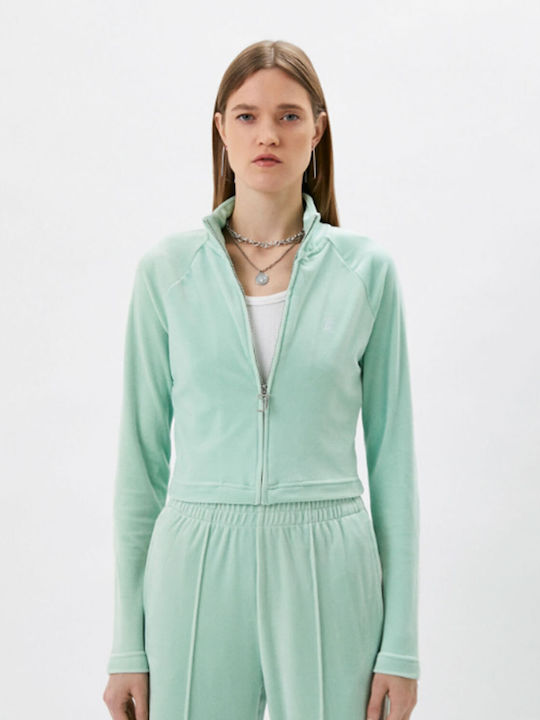 Juicy Couture Lelu Κοντή Γυναικεία Ζακέτα με Φερμουάρ σε Πράσινο Χρώμα
