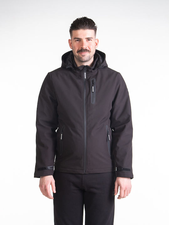 Χειμωνιάτικο Μπουφάν Softshell Αδιάβροχο και Αντιανεμικό Μαύρο