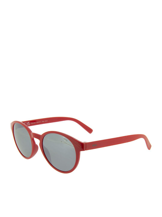 Invu Men's Sunglasses with Red Plastic Frame and Gray Polarized Lens B2249C