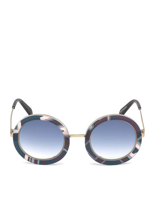 Emilio Pucci Unisex Sonnenbrille mit Braun Schildkröte Gestell und Blau Verlaufsfarbe Linse EP64 92W
