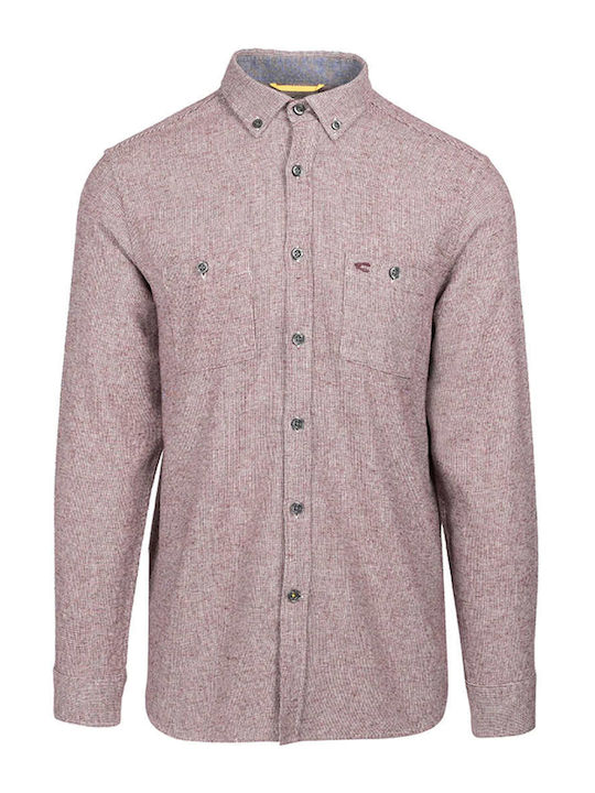 Long-sleeved Flannel Shirt Checked Burgundy