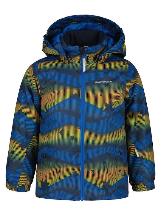 Waterproof Kids' Sports Jacket Short Windproof with Hood Blue