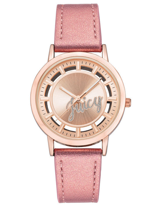 Juicy Couture Дамски Часовник 36мм Кварцов с Розово Златно Кожена Каишка