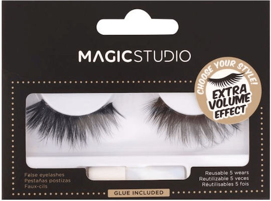 Magic Studio Extra Volume Effect Faux Mink Βλεφαρίδες C Curl Μαύρες με Κόλλα