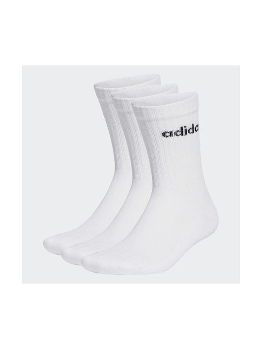 Adidas Linear Αθλητικές Κάλτσες Λευκές 3 Ζεύγη