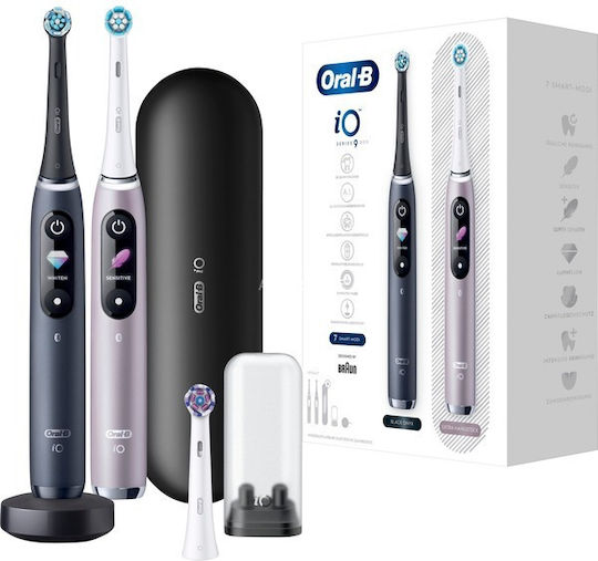 Oral-B iO Series 9 Duo Електрическа Четка за Зъби с Таймер и Калъф за Пътуване Black Onyx / Rose Quartz