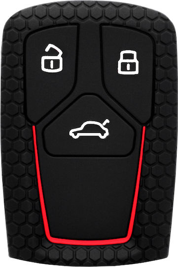 Silicone Car Key Cover Case with 3 Buttons for Audi Black