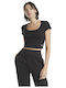 Women's Summer Crop Top Cotton Short Sleeve Black