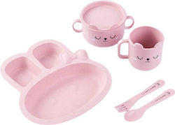 Baby Cloud Set Essgeschirr Λαγουδάκι aus Gerste Rosa 6Stück