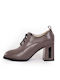 AMO5A1011 Leather Women's Oxford Boots with High Heel Taupe