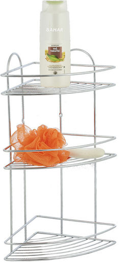 TnS Corner Wall Mounted Bathroom Shelf Metallic with 3 Shelves 20x20x55cm Silver
