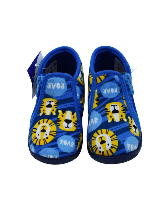 Comfy slippers blue with lions