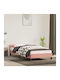 Single Upholstered Bed with Fabric Pink for Mattress 90x200cm