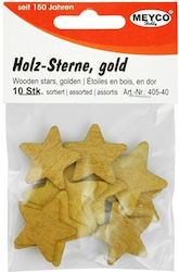 Wooden Shapes Stars Gold Set 10pcs.