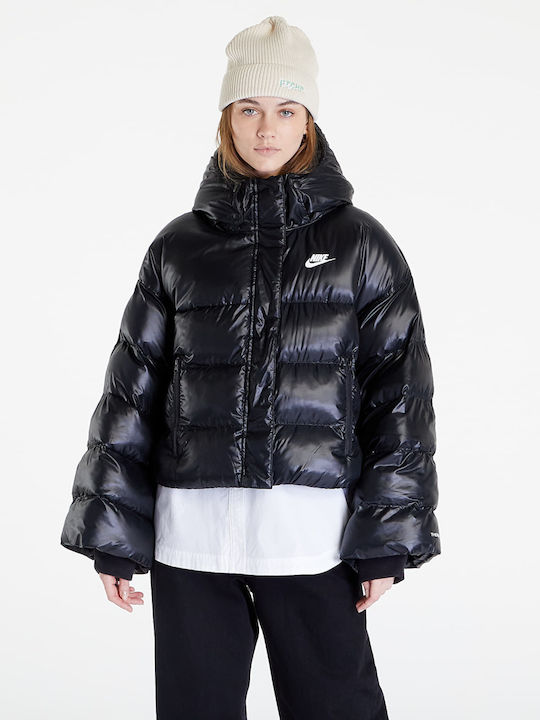 Therma Fit City Κοντό Γυναικείο Puffer Μπουφάν για Χειμώνα Μαύρο
