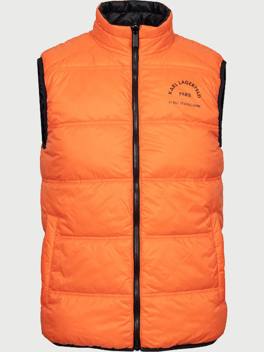 Karl Lagerfeld Ärmellos Jacke Puffer Black/ Orange