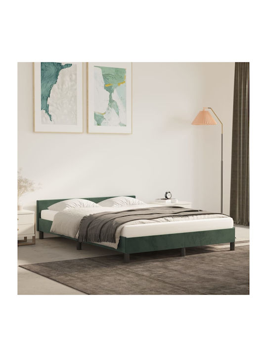 Doppelbett Mit Stoff Dunkelgrün Für Matratze 14...