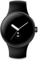 Google Pixel Watch Stainless Steel 41mm with eSIM and Heart Rate Monitor (Matte Black case/Obsidian Active band)