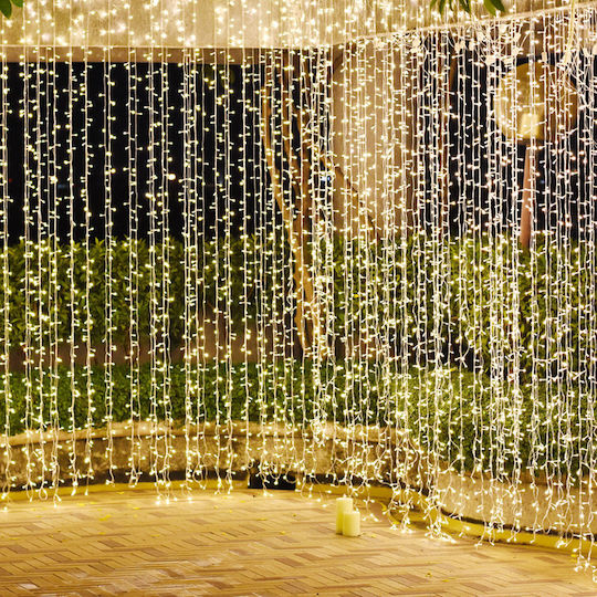 360 Lichterketten LED 2m. x 200cm Warmes Weiß Typ Vorhang 1Stück