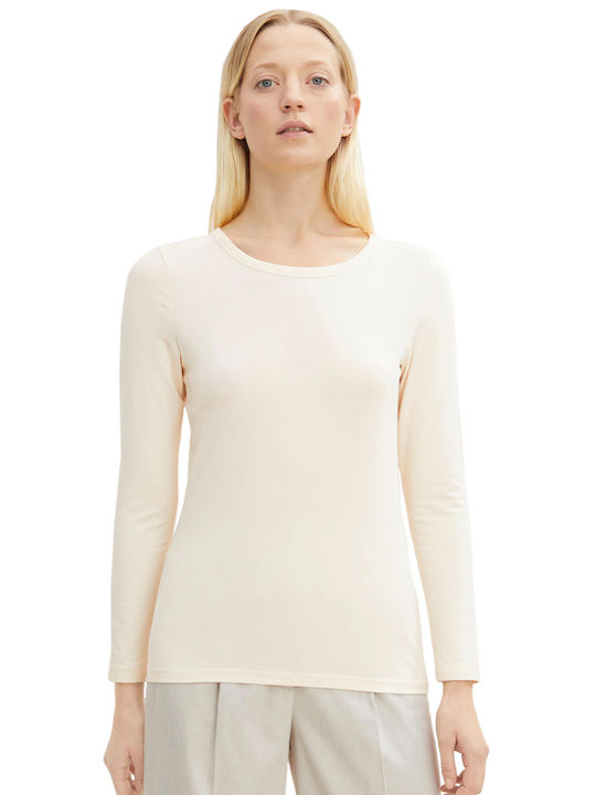 Tom Tailor Damen Bluse Langärmelig Beige