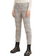Women's Fabric Capri Trousers Checked Beige