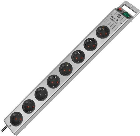 Brennenstuhl Power Strip 8 Positions with Switch and Cable 2.5m Silver