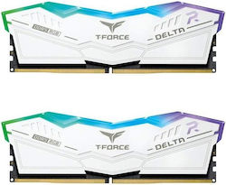 TeamGroup Delta RGB White 32GB DDR5 RAM με 2 Modules (2x16GB) και Ταχύτητα 7600 για Desktop