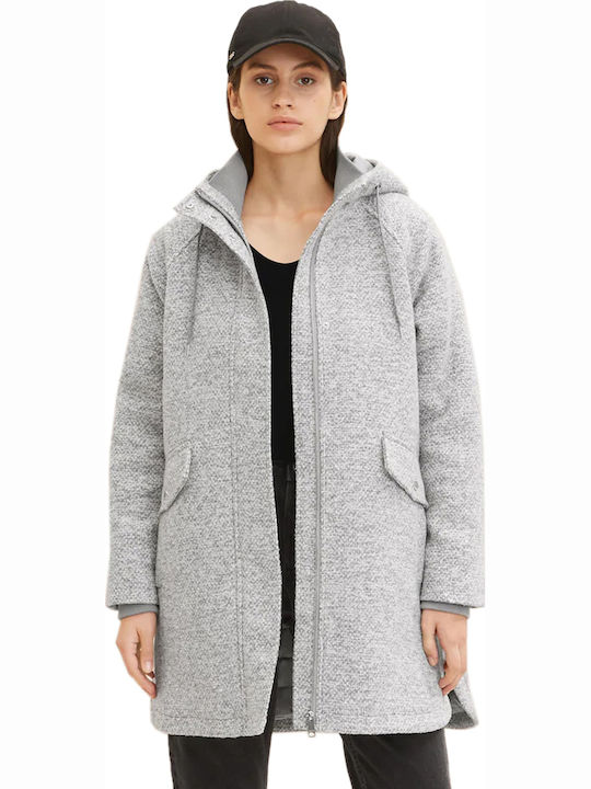 Women's Gray Peacoat with Hood