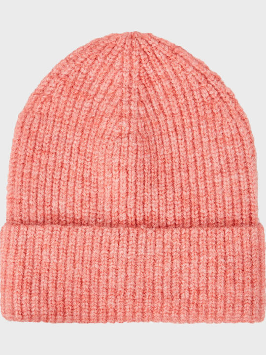 Beanie Γυναικείος Σκούφος με Rib Πλέξη σε Ροζ χρώμα