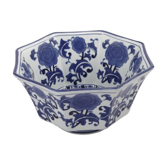 Artekko Melania Bol Decorativ Ceramică Albastru și Alb 26.67x26.67x14.48cm