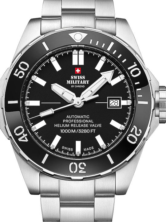Swiss Military by Chrono Мъжки Часовник 45мм Автоматичен с Сребърен Метална Гривна