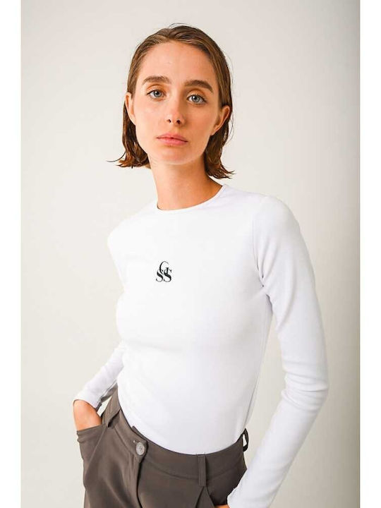 Classic Ssg Γυναικείο Αθλητικό Crop Top Μακρυμάνικο Λευκό