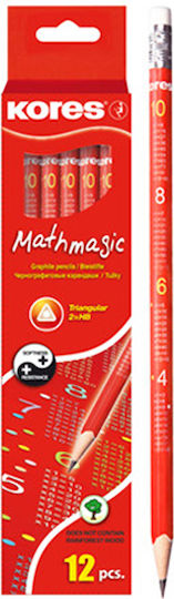 Kores Multiplication tables Pencil HB Set with Eraser Red 12pcs