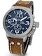 TW Steel Herrenuhr 46mm Chronograph Batterie mit Braun Lederarmband