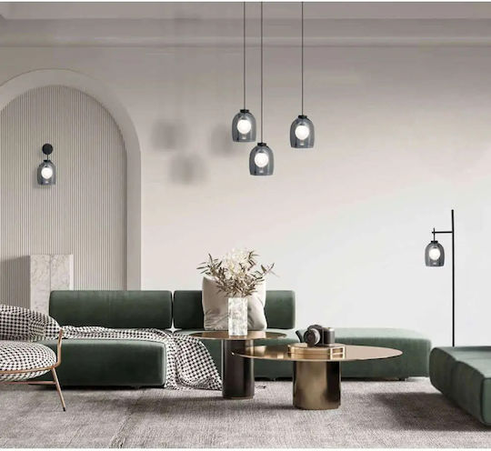 Zambelis Lights Κρεμαστό Φωτιστικό Μαύρο Μπάλα με Ντουί G9 18x23εκ.