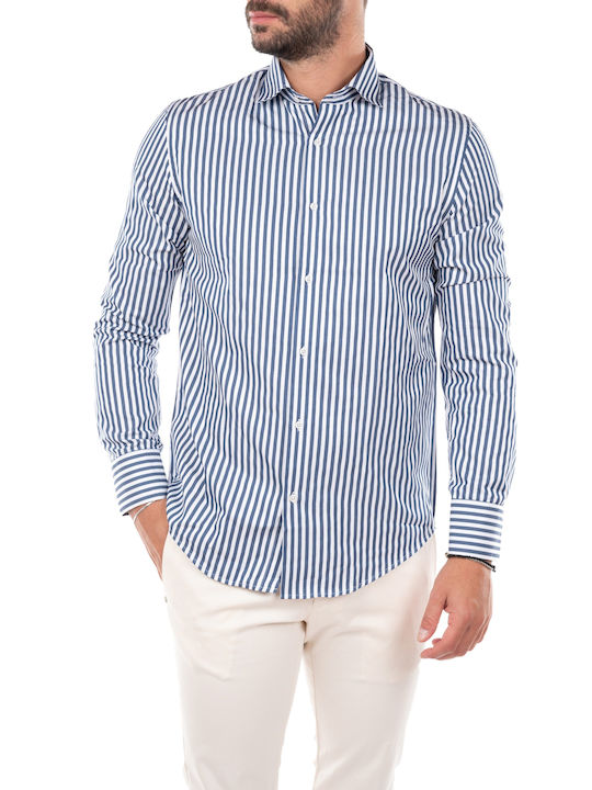 Vittorio Artist Men's Striped Shirt with Long Sleeves Slim Fit Light Blue