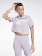 Reebok Identity Top Sport de Damă Crop cu Mânecă Scurtă Purple Oasis