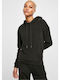 Damen Sweatshirt Samt Kapuzen Schwarz