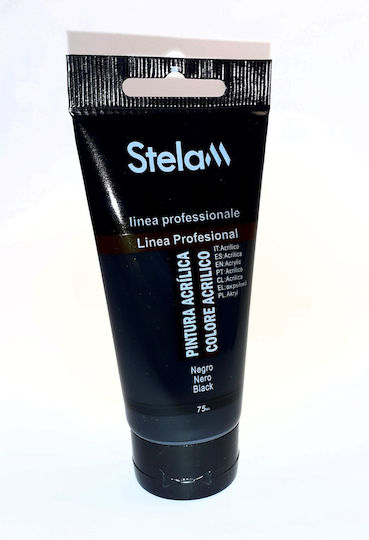 Stelan Stelam Linea Professionale Ακρυλικό Χρώμα Ζωγραφικής Μαύρο 75ml