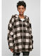 Sherpa Women's Checked Pink/Brown Coat Oversized with hood