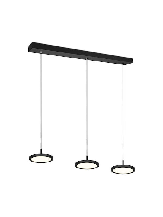 Trio Lighting Tray Μοντέρνο Κρεμαστό Φωτιστικό Ράγα με Ενσωματωμένο LED σε Μαύρο Χρώμα