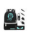 Kruzzel Fabric Backpack Waterproof with USB Port Black 19lt