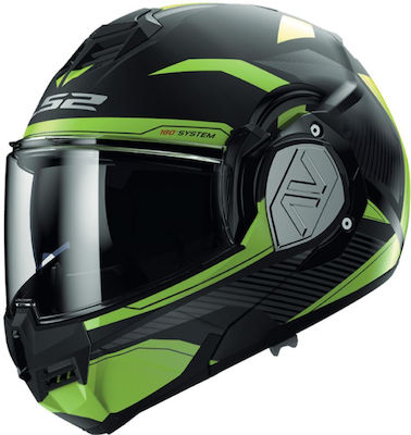 LS2 FF906 Advant Revo Modular Helmet with Sun Visor ECE 22.06 1650gr Matt Black / H-V Yellow KR520889