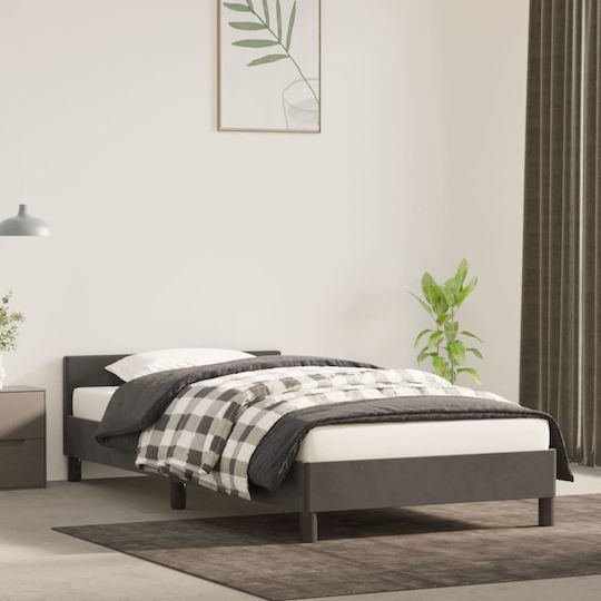 Ein Einzelbett Mit Stoff Dunkelgrau Für Matratze 100x200cm
