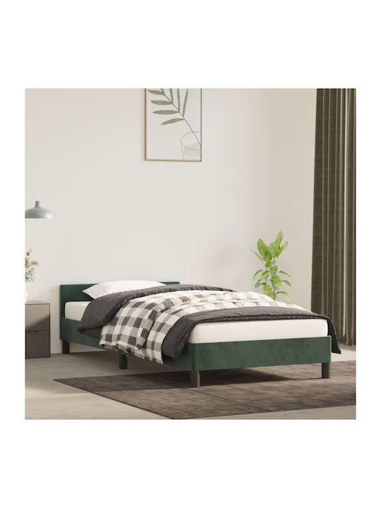 vidaXL Einzelbett Mit Stoff Dunkelgrün Für Matr...