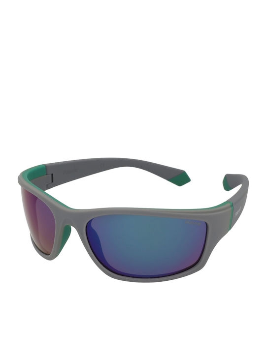Polaroid Unisex Sunglasses with Gray Plastic Frame and Multicolour Polarized Mirror Lens PLD2135/S 3U5/5Z