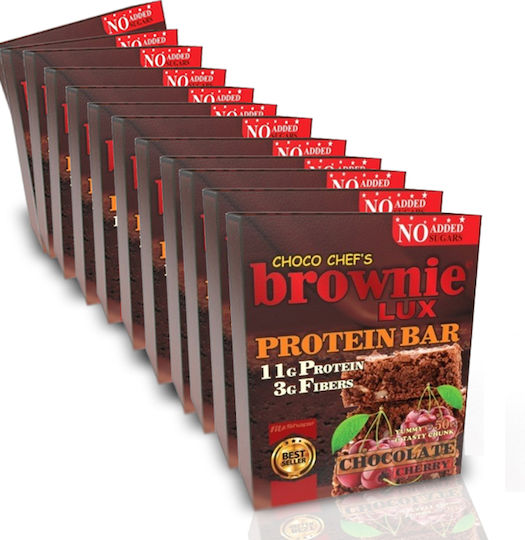Fit & Shape Choco Chef's Brownie Lux Riegel mit 22% Protein & Geschmack Schokoladenkirsche 12x50gr