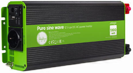 Energenie Car Inverter Pure Sinewave 1000W to Converter 12V DC in 230V AC with 1xUSB