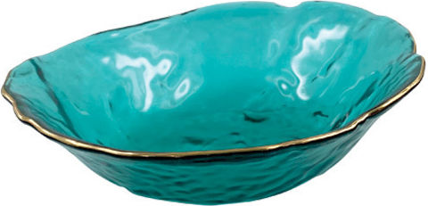 AGC Round Glass Decorative Platters Set Blue 17x17x5cm 2pcs